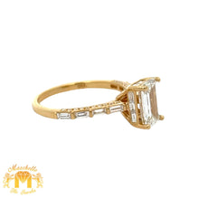 Load image into Gallery viewer, 18k Yellow Gold and Diamond Engagement Ring with Emerald cut Diamonds