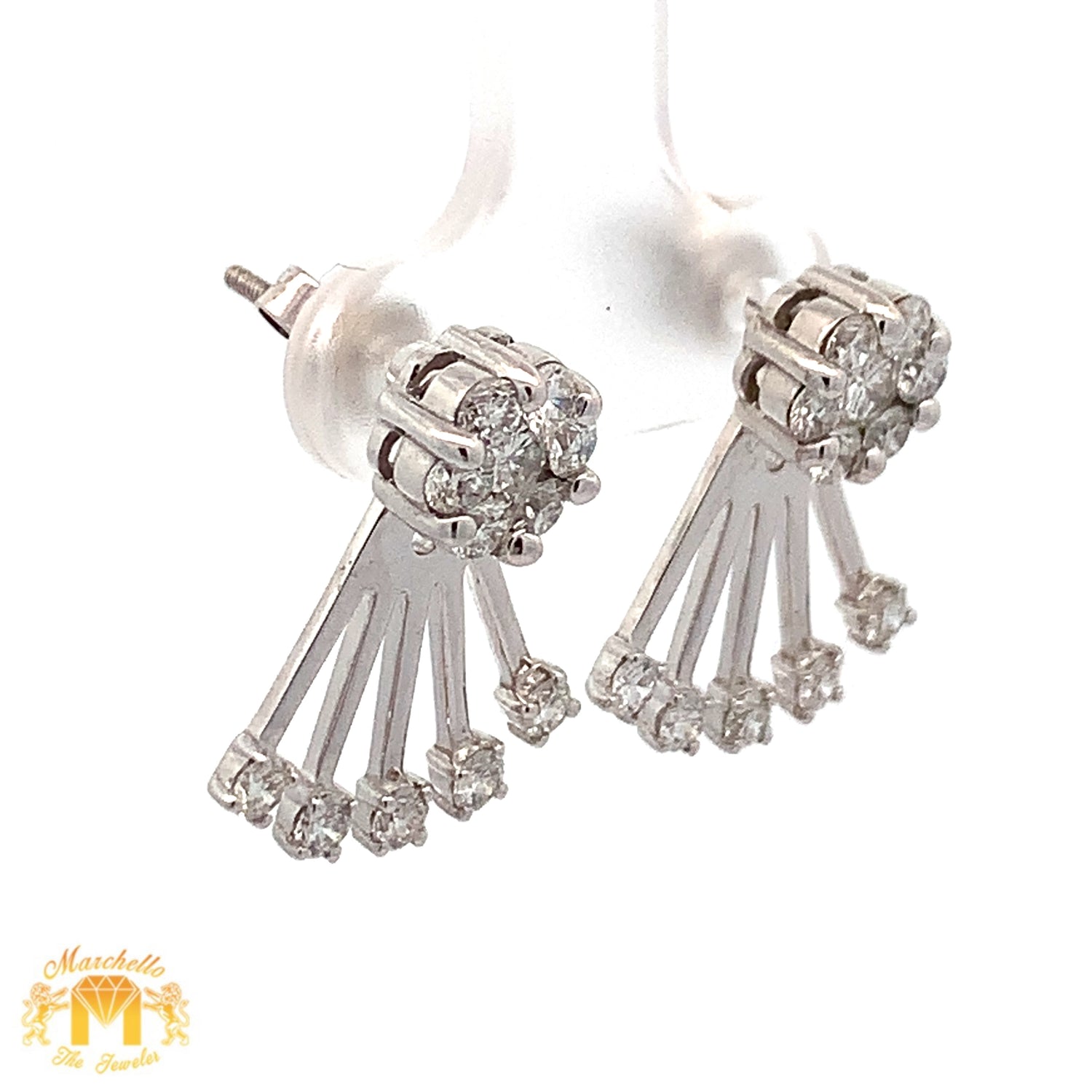 White Gold and Diamond Fancy Earrings with Round Diamonds