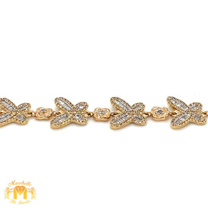 Butterfly Ladies`Gold and Diamond Bracelet with Baguette and Round Diamonds(choose gold color)