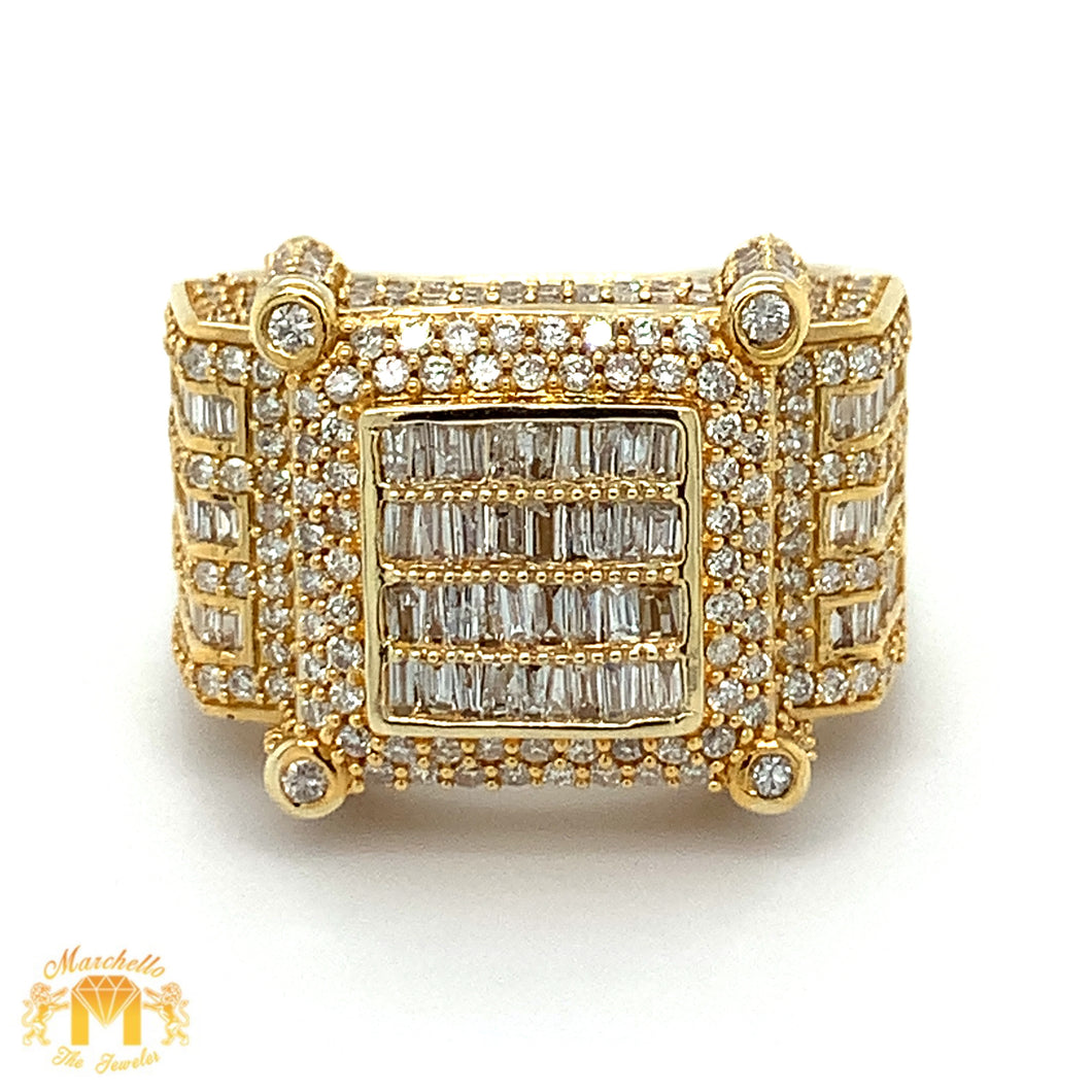 14k Gold Square Shape Men`s Diamond Ring