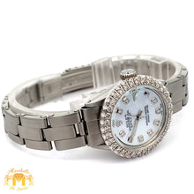 Load image into Gallery viewer, 4 piece deal: Ladies`26mm Rolex Diamond Watch with Stainless Steel Oyster Bracelet + LIMITED EDITION 18k White Gold and Diamond Bracelet + Complimentary Diamond Earrings + Gift from Marchello the Jeweler