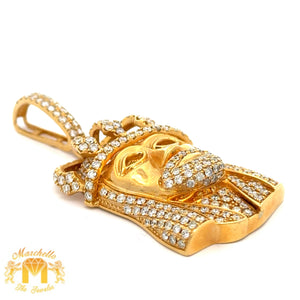 4.50ct Diamonds 14k Yellow Gold Jesus Head Pendant and Yellow Gold Cuban Link Chain