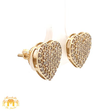 Load image into Gallery viewer, Yellow Gold and Diamonds Large Heart Earrings with Round Diamonds