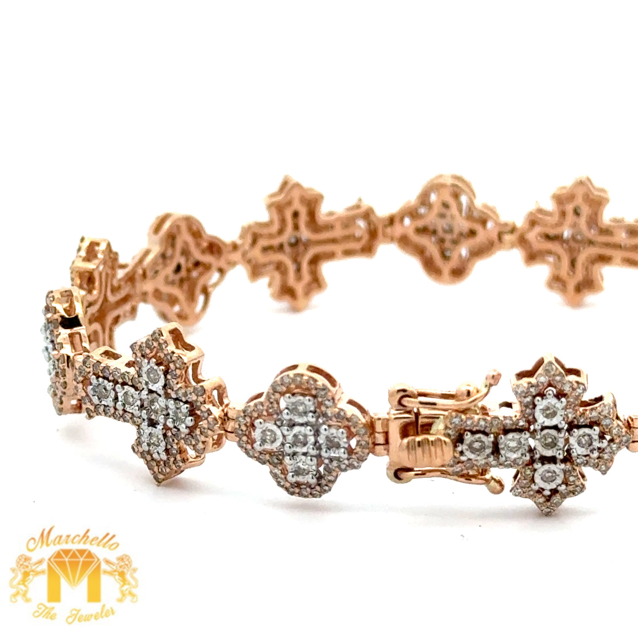 Gold and Diamond Cross & Flower shaped Bracelet (choose your color)