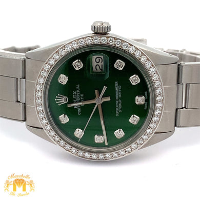 34mm Rolex Oyster Perpetual Diamond Watch with Stainless Steel Oyster Bracelet (choose your color)
