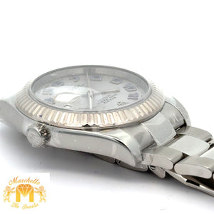 41mm Rolex Watch with Stainless Steel Oyster Bracelet (silver Arabic dial, fluted bezel) (Model number: 116334)