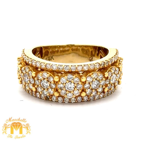 14k Yellow Gold and Diamond Men`s Wedding Fancy Band