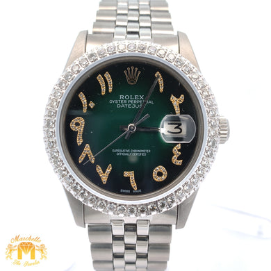 36mm Rolex Diamond Watch with Stainless Steel Jubilee Bracelet