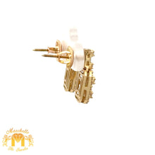 Load image into Gallery viewer, 14k Yellow Gold and Diamond Earrings with Baguette and Round Diamonds