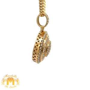 14k Yellow Gold and Diamond Round shaped Pendant