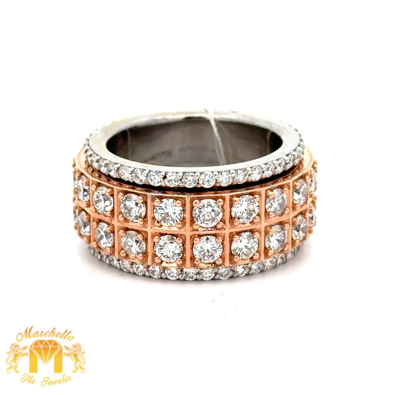 Stress Ring 7.90ct diamonds 14k gold Eternity Spinning Wedding Band (choose your color)