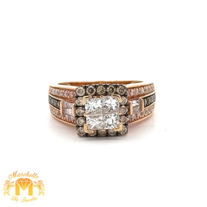 14k Rose Gold and Diamond Ring with Combination of Fancy Shapes (Chocolate Halo)