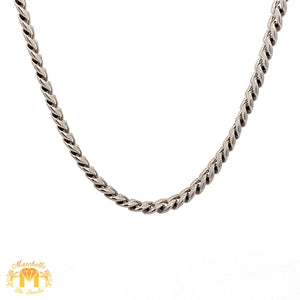 14k White Gold and Diamond Dog Pendant with Round Diamonds and 14k White Gold Cuban Link Chain Set