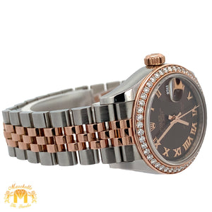 4 piece deal: Full factory 28mm Rolex Diamond Watch with Two-Tone Jubilee Bracelet + Two-Tone: Rose & White Gold Twin Heart Bracelet + Complimentary Gold & Diamond Earrings + Gift from Marchello the Jeweler