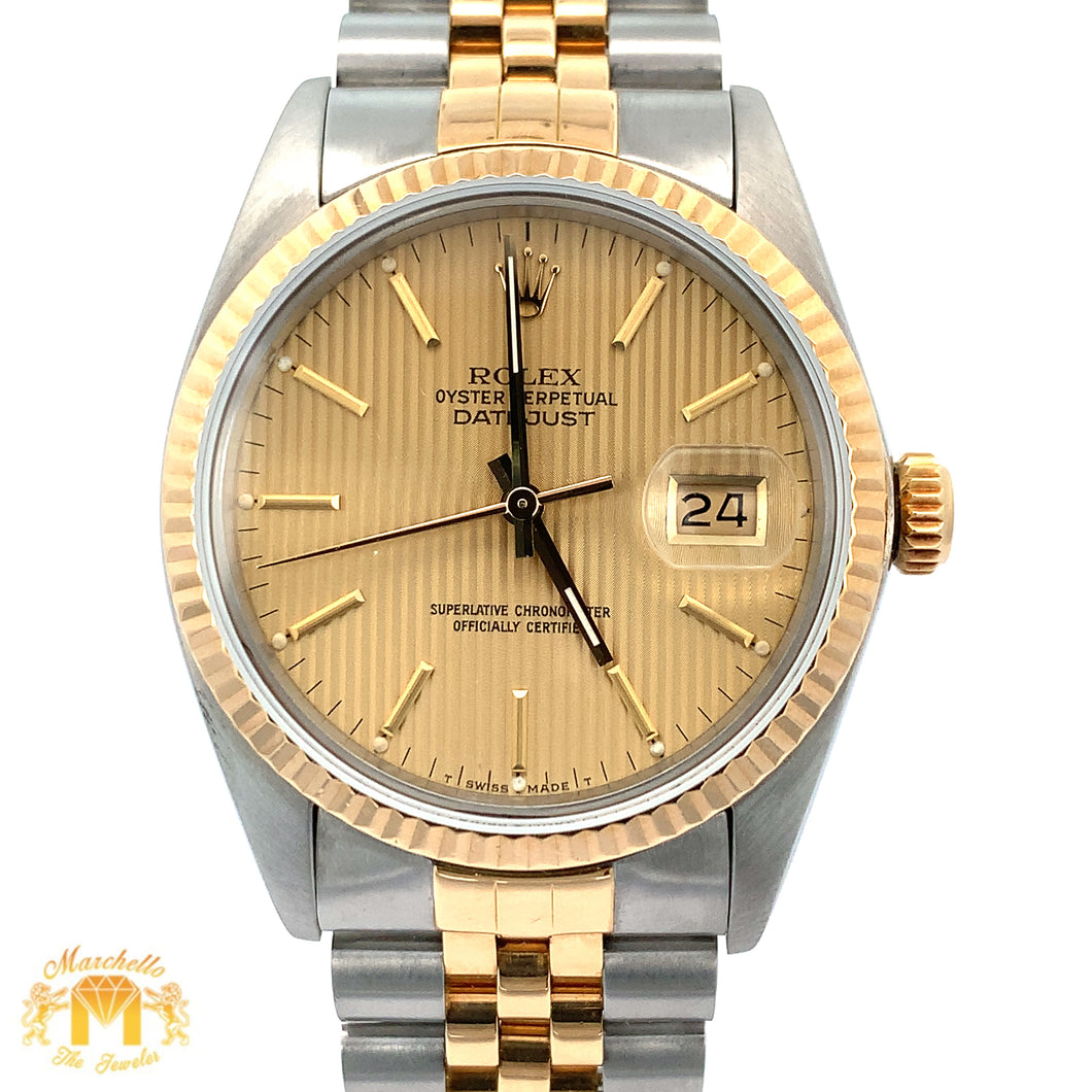Full Factory 36mm Rolex Watch with Two-tone Jubilee Bracelet (tuxedo dial, quick set)(Rolex papers)