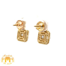 Load image into Gallery viewer, 14k Yellow Gold and Diamond Earrings with Baguette and Round Diamonds