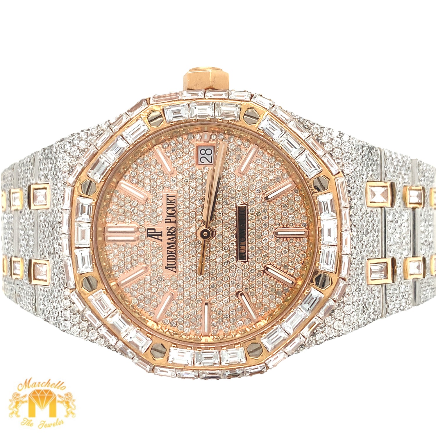Iced out 37mm Audemars Piguet Two-tone Rose Gold AP Diamond Watch