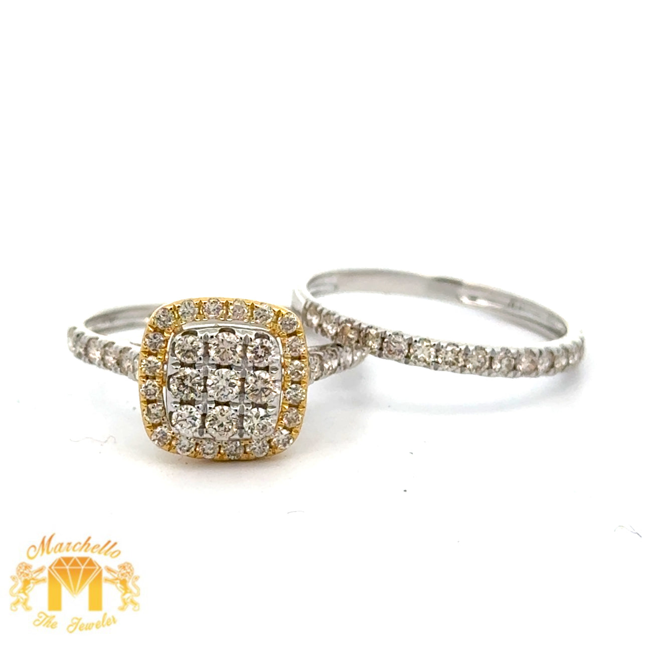 Gold and Diamond 2-piece Square shaped Bridal Set (choose your color)