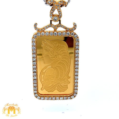 3.40ct Diamonds 24k Yellow Gold Suisse Lady Fortuna Bar Diamond Pendant (LIMITED EDITION)