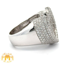 Load image into Gallery viewer, 3ct Diamonds and White Gold Large Heart on Fire Ring with Baguette and Round Diamonds