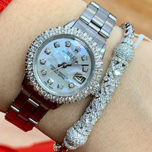 Load image into Gallery viewer, 4 piece deal: Ladies`26mm Rolex Diamond Watch with Stainless Steel Oyster Bracelet + LIMITED EDITION 18k White Gold and Diamond Bracelet + Complimentary Diamond Earrings + Gift from Marchello the Jeweler