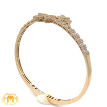 Load image into Gallery viewer, Yellow Gold and Diamond Butterfly &amp; Heart Bangle Bracelet with Round and Baguette Diamonds