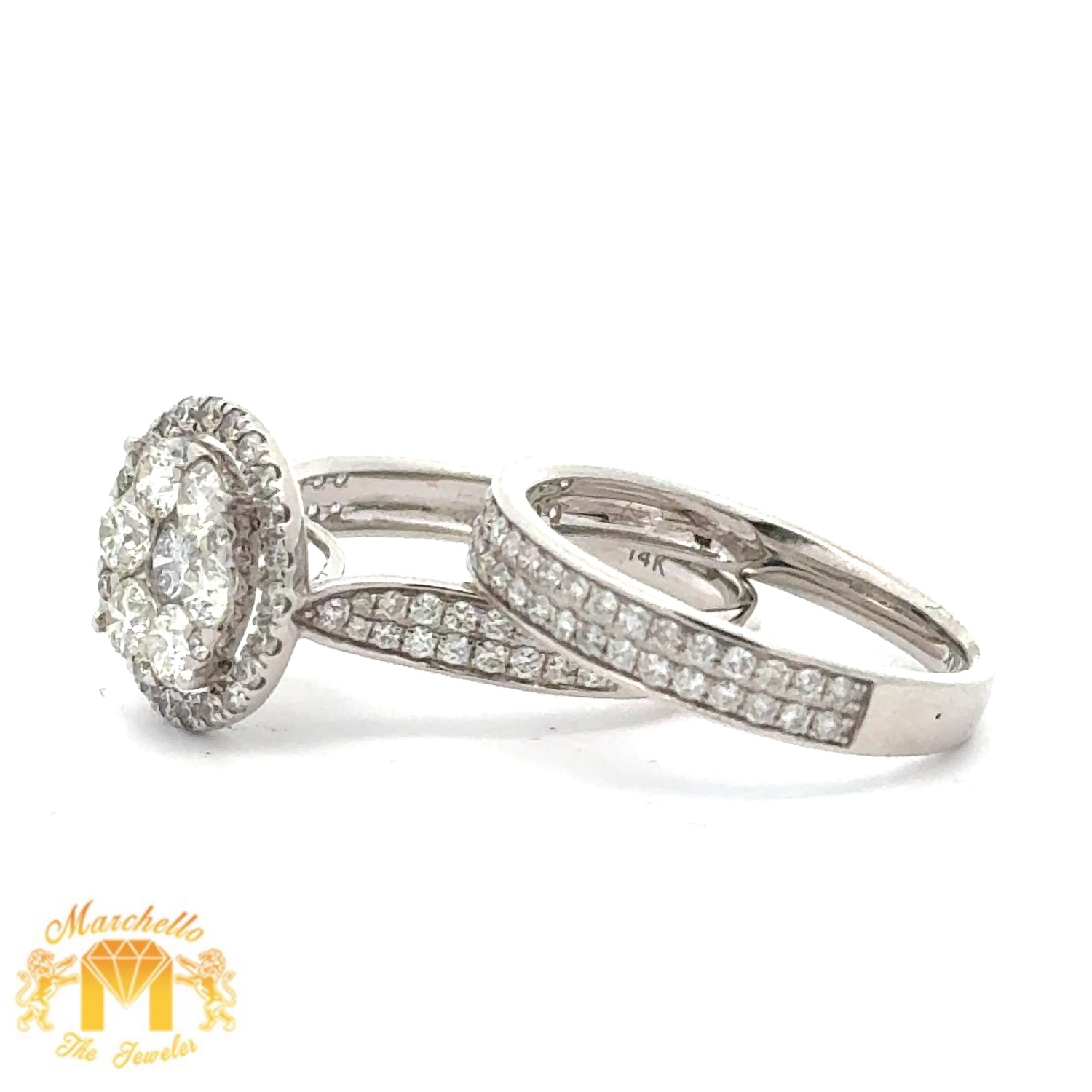 14k White Gold and Diamond 2-piece Bridal Set with Round Diamond