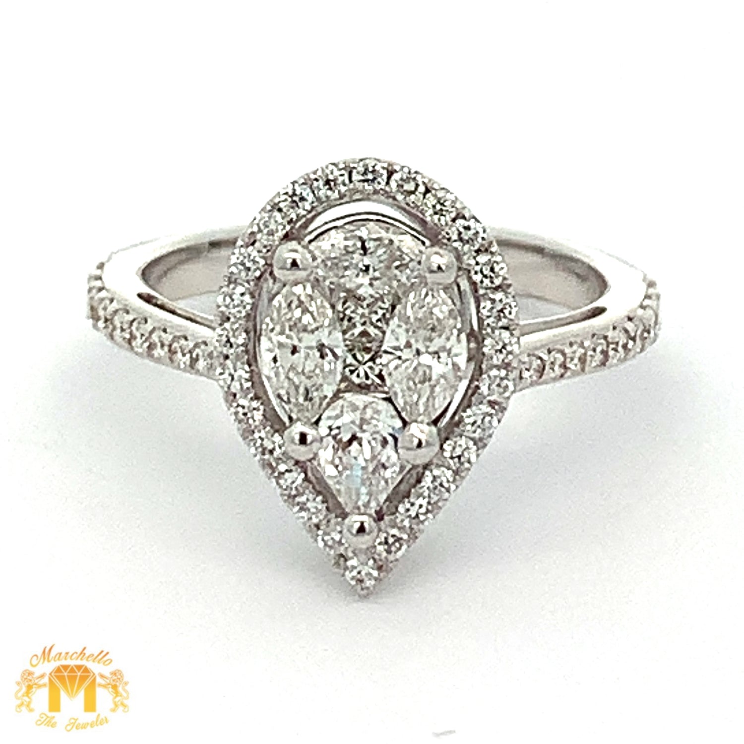VVS/vs high clarity diamonds set in a 18k Gold Pear Shaped Diamond Ring (choose your color)