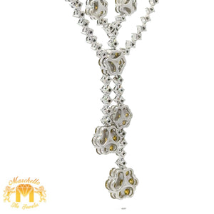 9.50ct diamonds 14k White Gold Flower Setting Necklace with Round Diamonds