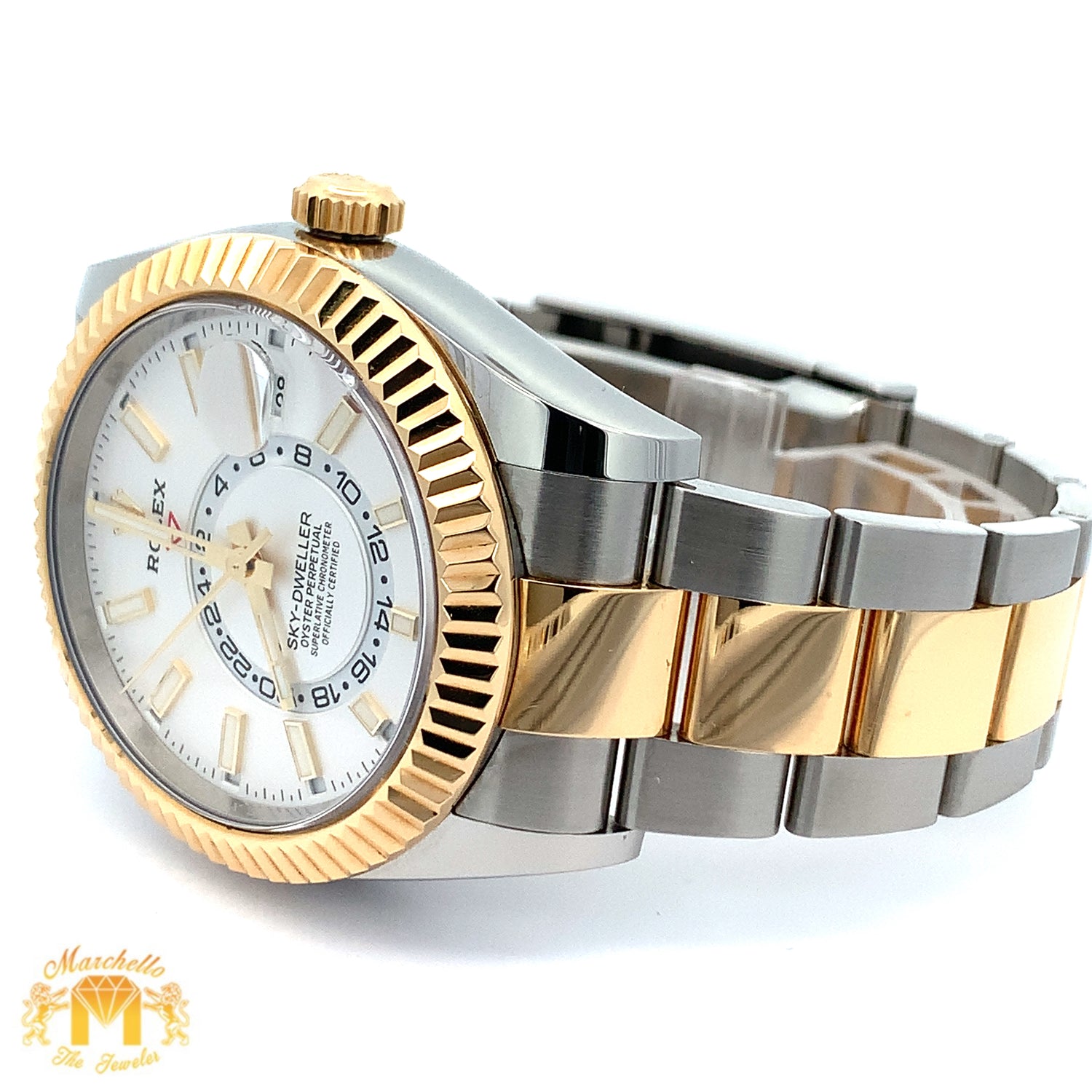 Full Factory 42mm Rolex Sky-Dweller Watch with Two-Tone Oyster Bracelet