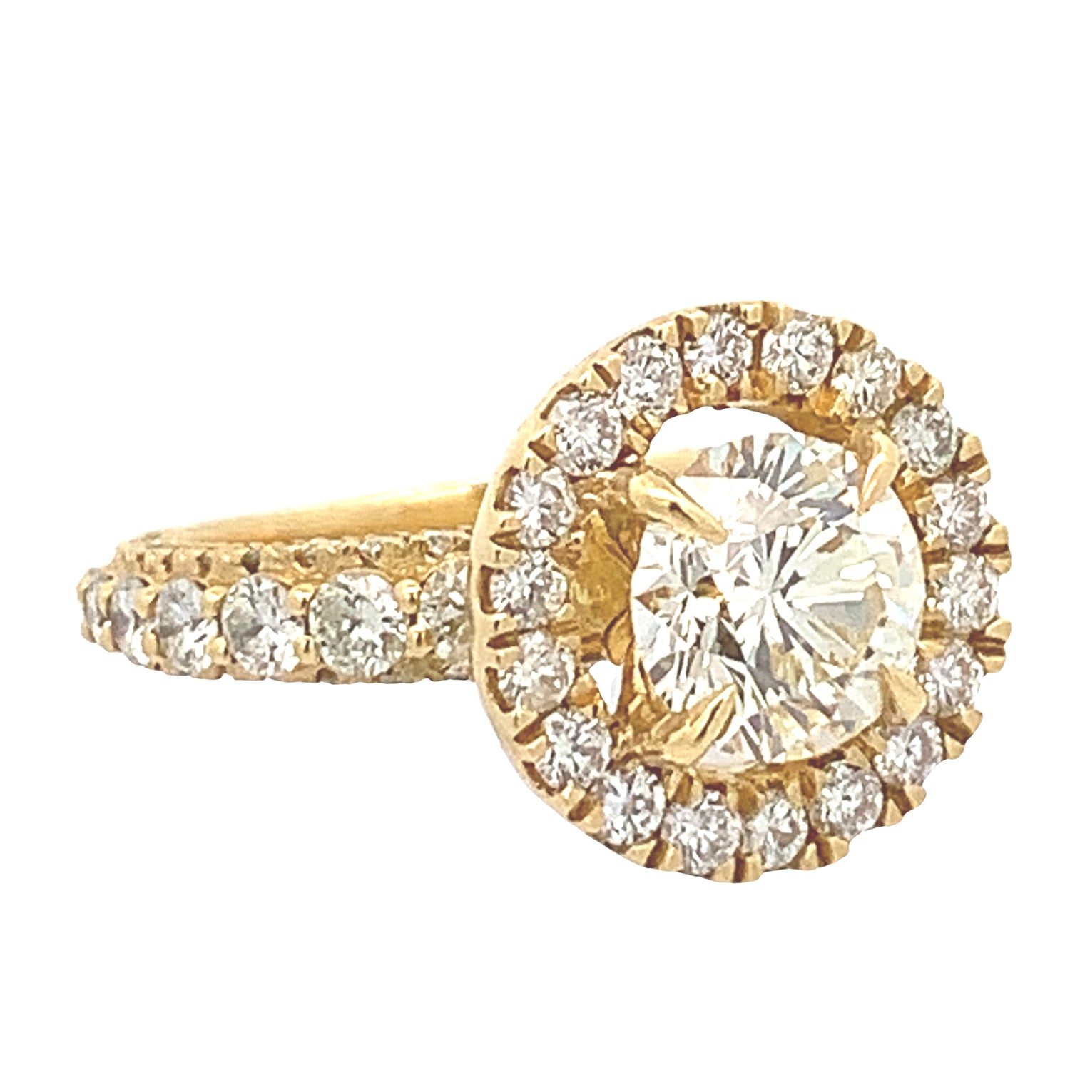 3.96ct diamonds 18k Gold Engagement Ring with Round Diamonds (halo) (choose your color)