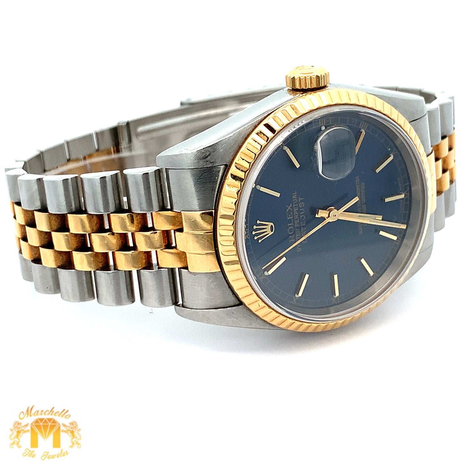 Full Factory Blue 36mm Rolex Watch with Two-tone Jubilee Bracelet (blue dial, quick-set)
