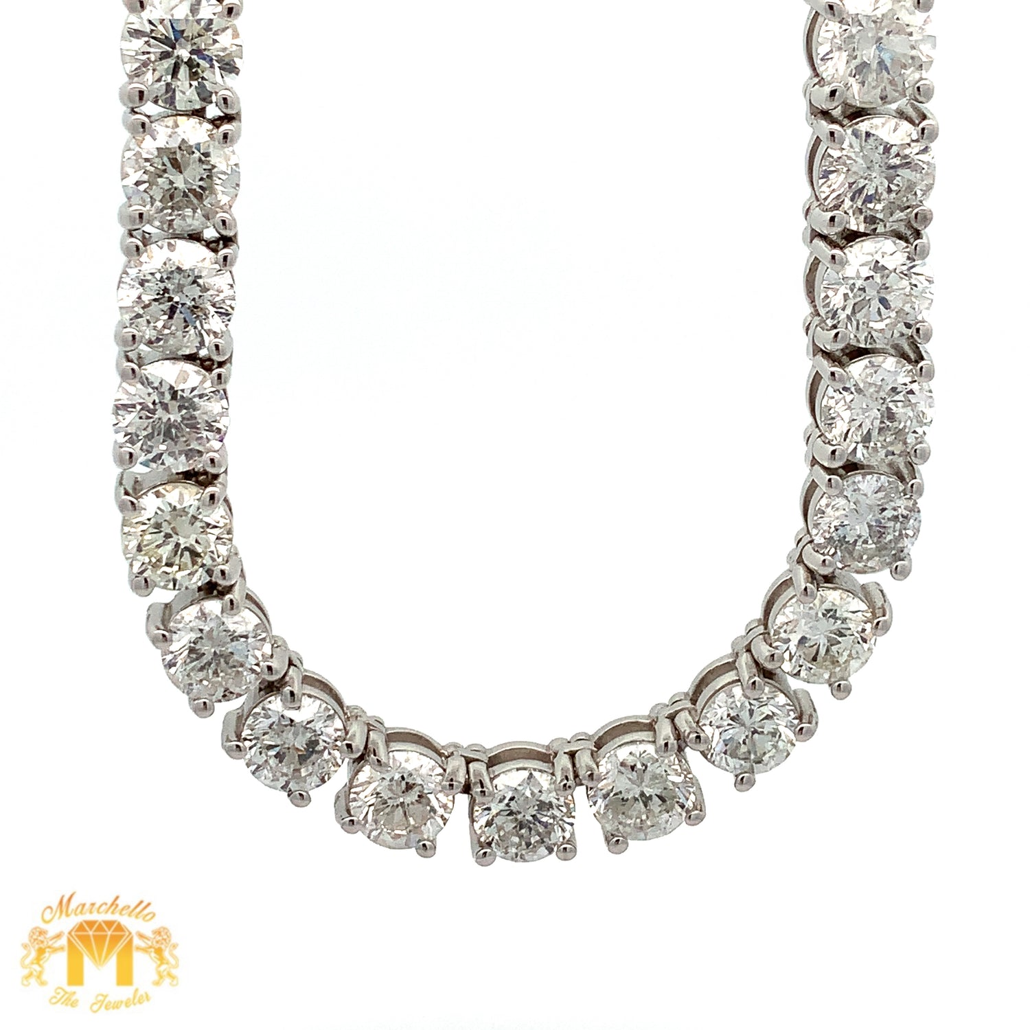 79.63ct diamonds 14k White Gold Tennis Chain with Large Round diamonds