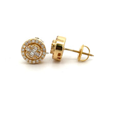 Load image into Gallery viewer, 14k Yellow Gold and Diamond Round Earrings