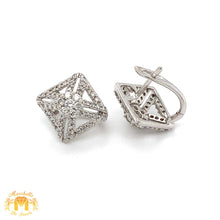 Load image into Gallery viewer, 18k Gold Square Shape Earrings with Round Diamonds