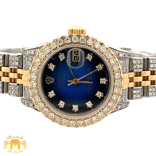 26mm Ladies`Rolex Watch with Two-Tone Jubilee Diamond Bracelet (factory diamond dial, custom diamond bezel)