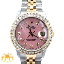 Load image into Gallery viewer, 36mm Rolex Diamond Watch with Two-Tone Jubilee Bracelet (Pink mother of pearl diamond dial)