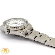 Load image into Gallery viewer, 24mm Ladies` Rolex Watch with Stainless Steel Oyster Bracelet (diamond bezel, white dial)