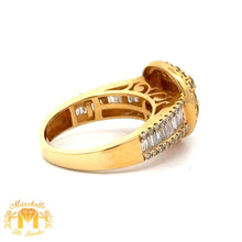 Load image into Gallery viewer, 14k Yellow Gold and Diamond Round Shaped Ring with Baguette and Round Diamonds