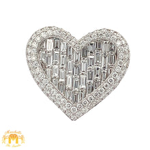 Load image into Gallery viewer, VVS/vs high clarity diamonds set in a White Gold Heart Ring with Natural Emerald cut and Round Diamonds