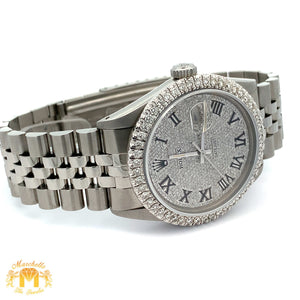 4 piece deal: 4ct Diamond 36mm Rolex Watch with Stainless Steel Jubilee bracelet + White Gold & Diamond Square Shape Bangle + Complimentary Diamond Earrings Set+ Gift from Marchello the Jeweler