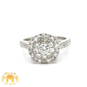 14k White Gold and Diamond Engagement Ring with Round Diamonds