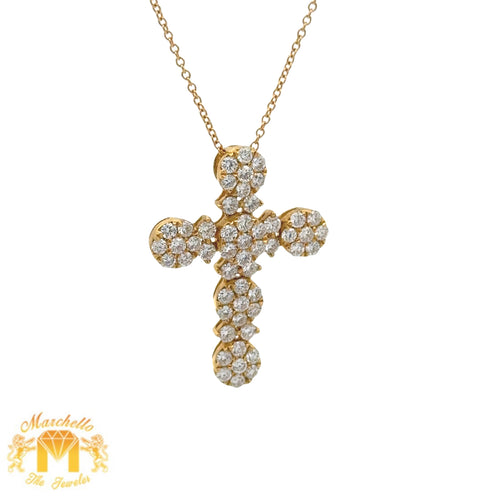 18k yellow gold and diamond cross Pendant and Yellow Gold Chain