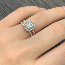 Load image into Gallery viewer, Gold and Diamond 2-piece Square shaped Bridal Set (choose your color)