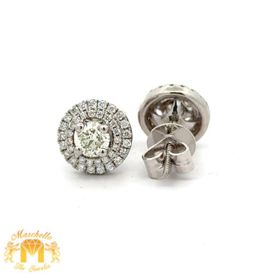 18k White Gold and Diamond Round Earrings