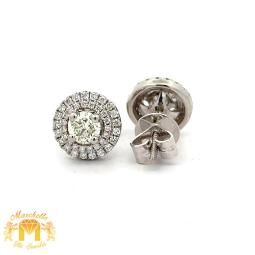 18k White Gold and Diamond Round Earrings