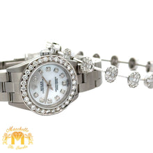 Load image into Gallery viewer, 4 piece deal: 26mm Rolex Diamond Watch + 14k white gold and diamond Fancy Bracelet + Complimentary Earrings + Gift from MTJ