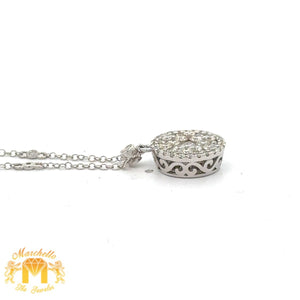 14k White Gold and Diamond Round Shaped Necklace