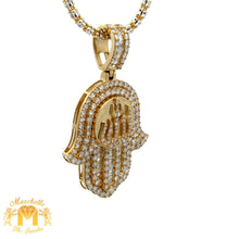 Load image into Gallery viewer, 3.27ct Diamonds Large Hamsa Allah Pendant with Baguette and Round Diamonds and 2mm Ice Link Chain