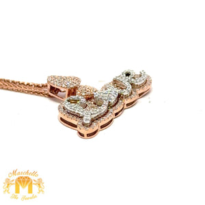 4 piece deal: Gold and Diamond LOVE Pendant + Gold Franco Chain + Complimentary Earrings Set+ Gift from Marchello the Jeweler (choose your color)